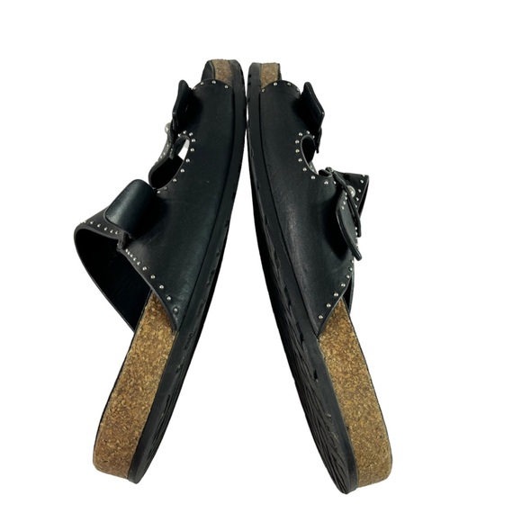 SAINT LAURENT Black Leather Jimmy Stud Straps Slides Women Made in Italy 41-10US - Picture 11 of 13